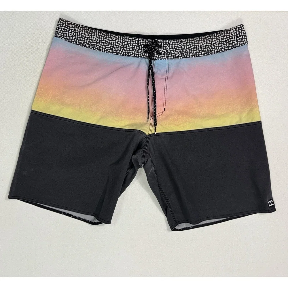 Billabong Board Shorts Mens 36x10 Recycler Pro Blue Pink Yellow Gradient Beach